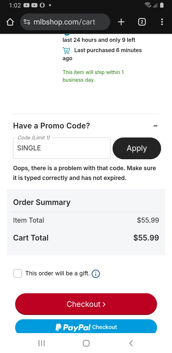 Cincinnati Reds promo code screenshot showing code SINGLE applied at Cincinnati Reds checkout page. Uploaded by SimplyCodes community member billgates0997923425561 on Feb 16, 2026