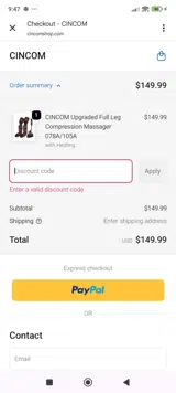 SEPTCARE15 coupon verification screenshot