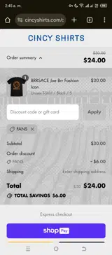 FANS coupon verification screenshot