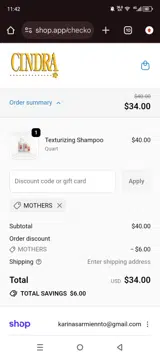 MOTHERS coupon verification screenshot