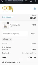 10OFF coupon verification screenshot