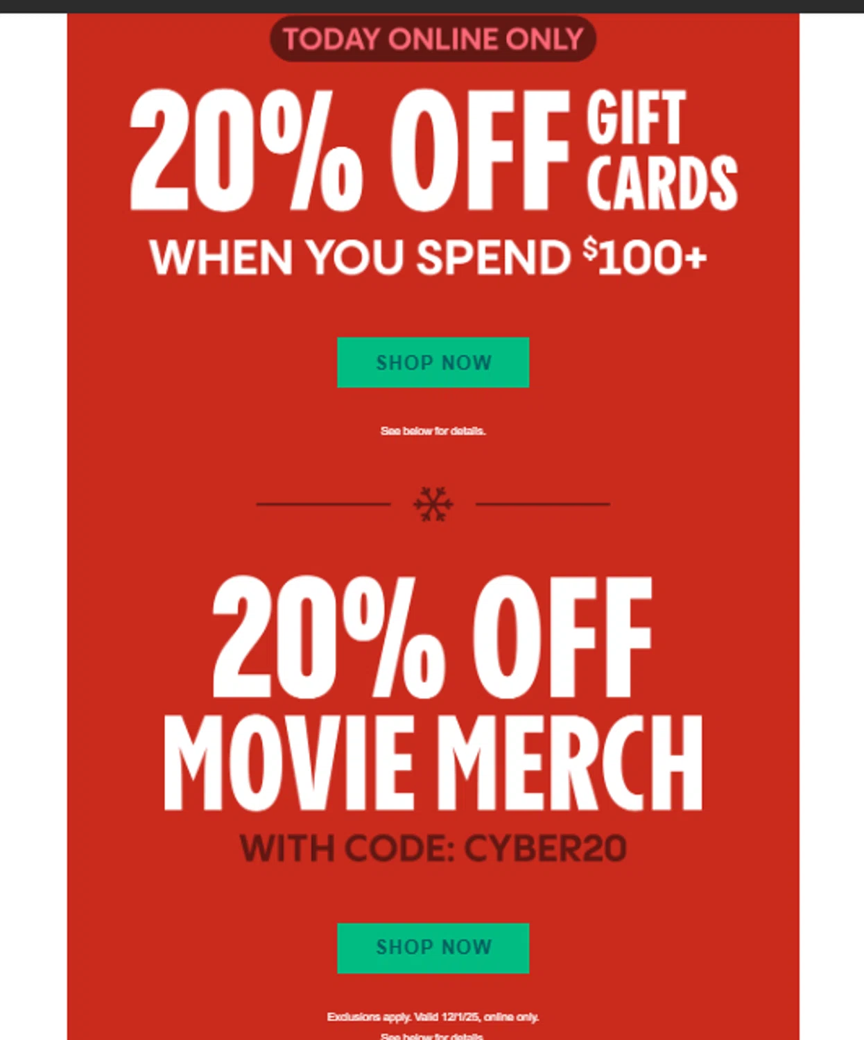 Cinemark Theatres promo code screenshot showing code cyber20 applied at Cinemark Theatres checkout page. Uploaded by SimplyCodes community member YISUZZ on Dec 1, 2025