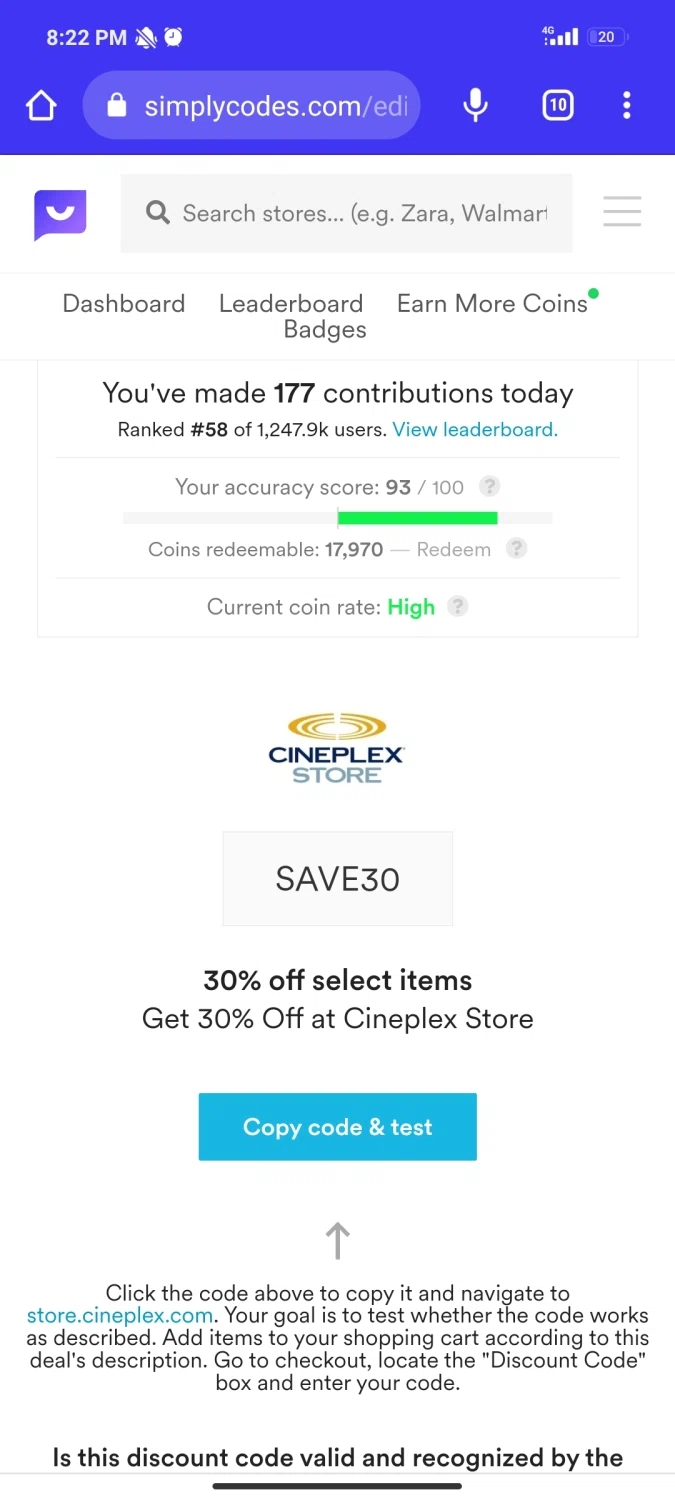 how to use Cineplex Store coupons