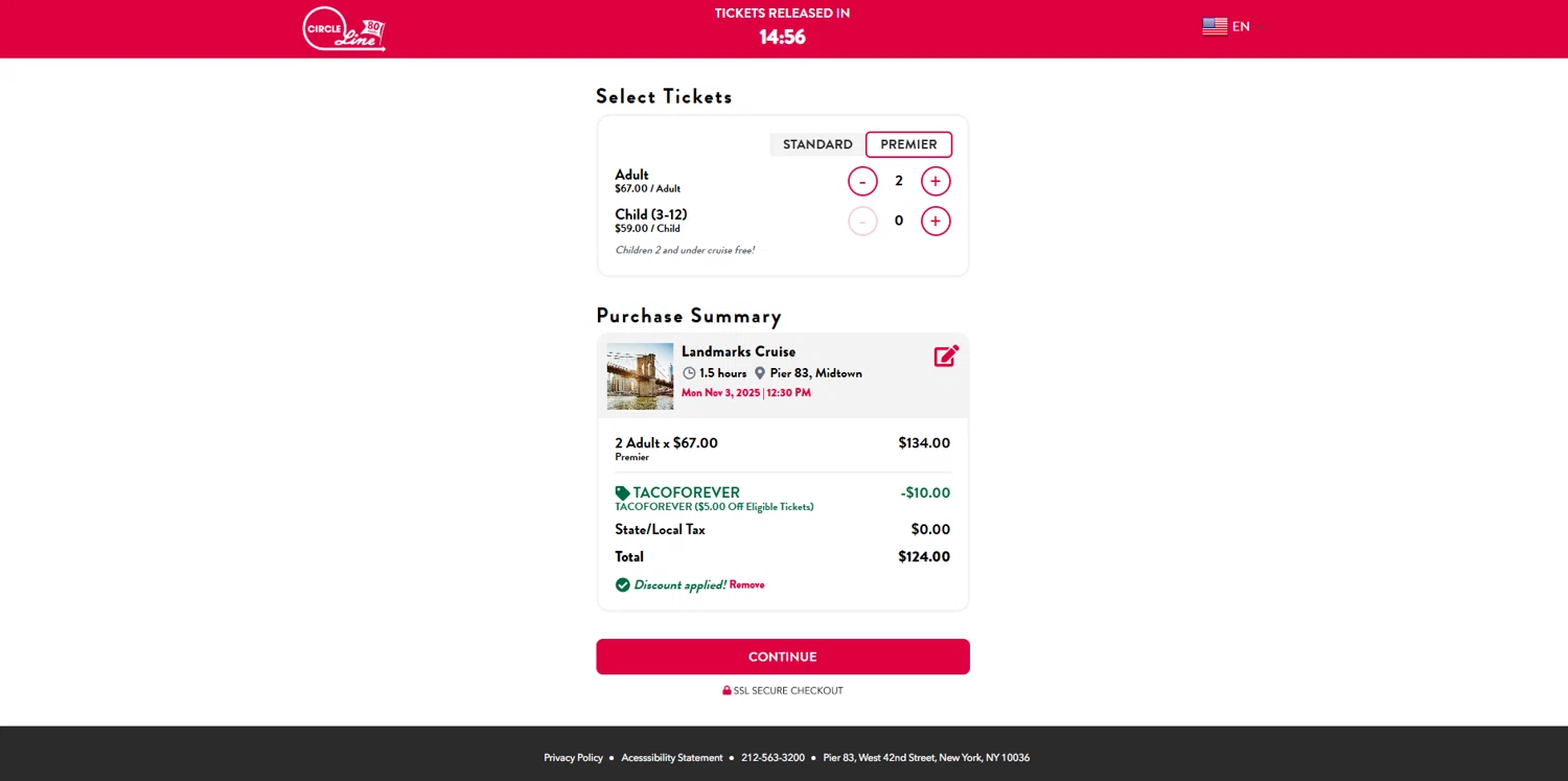 Circle-Line checkout page showing Circle-Line promo code box | Screenshot taken by SimplyCodes community member on Nov 3, 2025