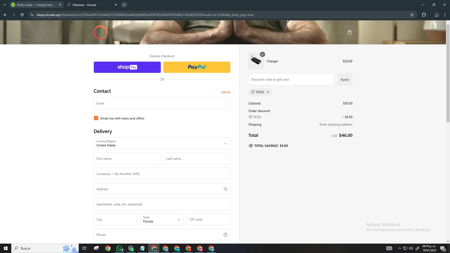 Circular discount code screenshot showing code TICKS applied at Circular checkout page. Uploaded by SimplyCodes community member Chamber on Jan 19, 2025