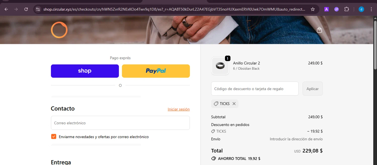 Circular discount code screenshot showing code TICKS applied at Circular checkout page. Uploaded by SimplyCodes community member ShieldKnight4744 on Nov 22, 2025