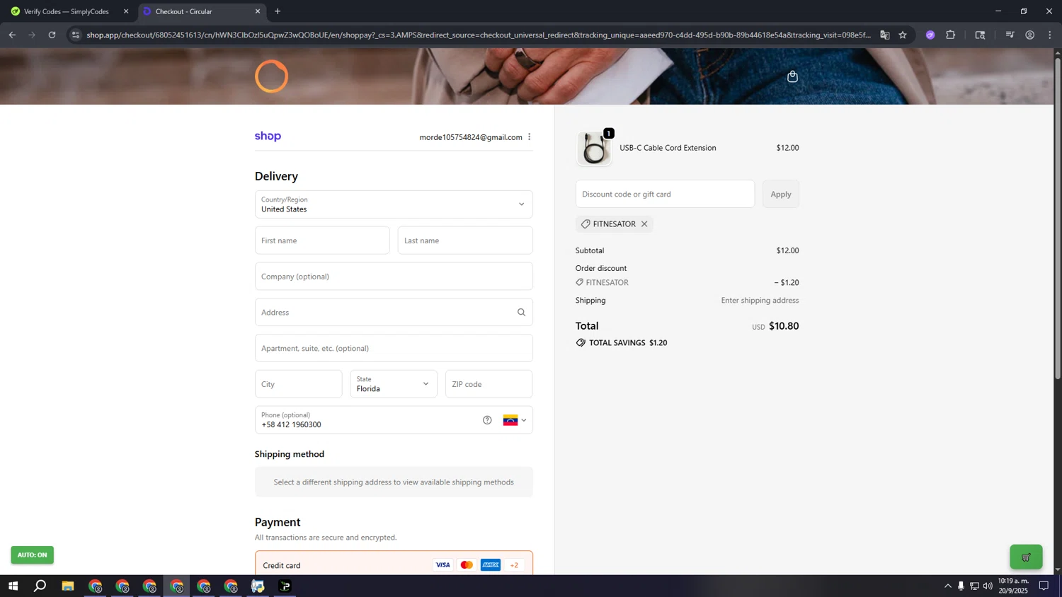 Circular discount code screenshot showing code FITNESATOR applied at Circular checkout page. Uploaded by SimplyCodes community member sssssssssssssssssssssssss on Sep 20, 2025