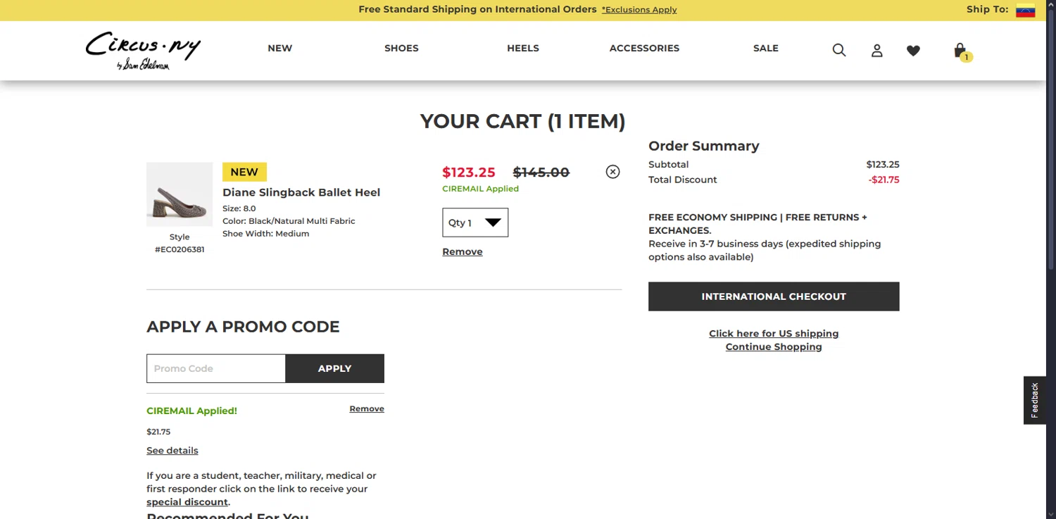 Circus NY promo code screenshot showing code CIREMAILROSNWTIC applied at Circus NY checkout page. Uploaded by SimplyCodes community member Serdanvz on Aug 19, 2025