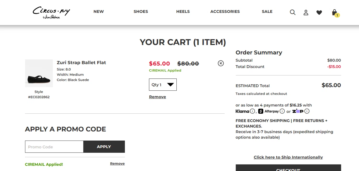 Circus NY promo code screenshot showing code CIREMAILROSRCOLK applied at Circus NY checkout page. Uploaded by SimplyCodes community member THEPOWER on Jul 26, 2025