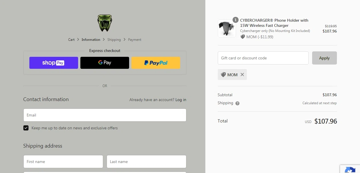 Ciro 3d checkout page showing Ciro 3d discount code box | Screenshot taken by SimplyCodes community member on May 3, 2021