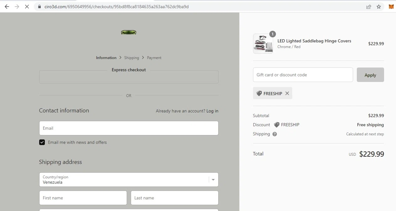 Ciro 3d checkout page showing Ciro 3d discount code box | Screenshot taken by SimplyCodes community member on Mar 1, 2022