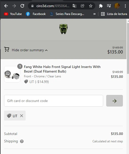 Ciro 3d checkout page showing Ciro 3d discount code box | Screenshot taken by SimplyCodes community member on Feb 1, 2022