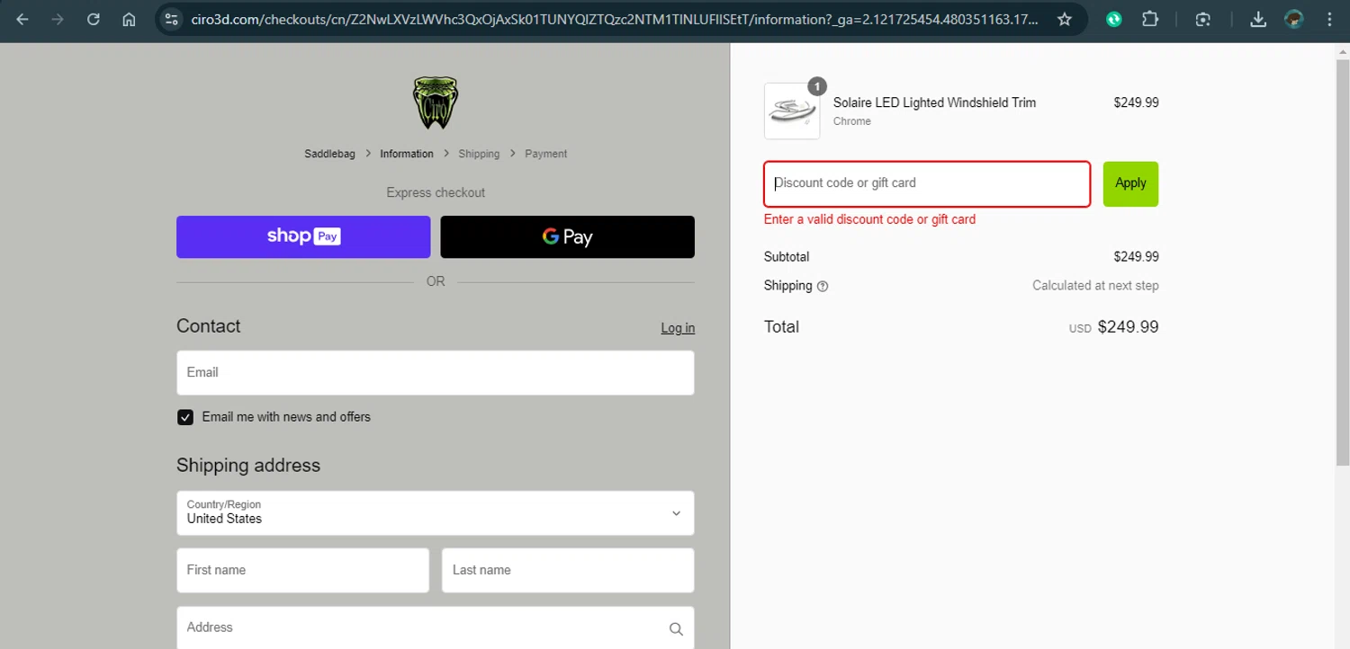 Ciro 3d discount code screenshot showing code LIT applied at Ciro 3d checkout page. Uploaded by SimplyCodes community member xAngel on Feb 15, 2025