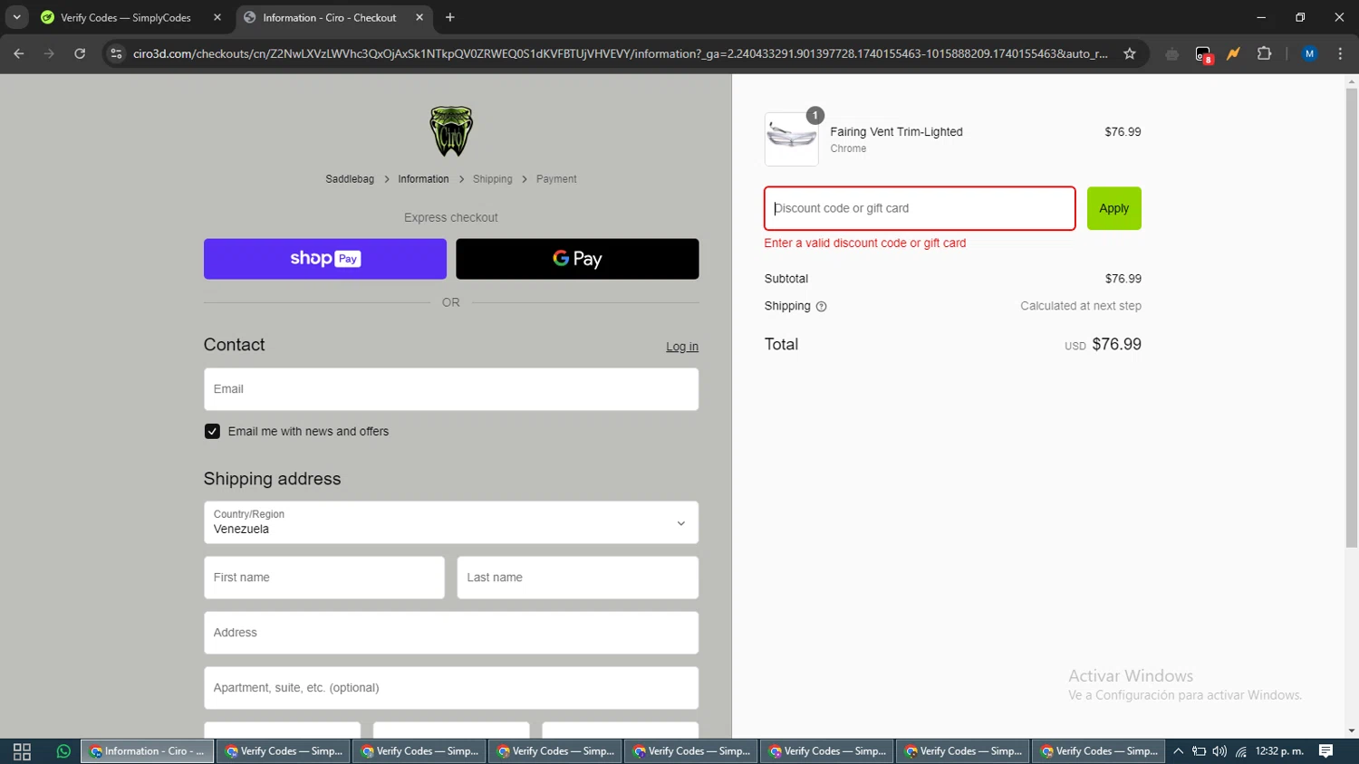 Ciro 3d discount code screenshot showing code BLACKFRIDAY23 applied at Ciro 3d checkout page. Uploaded by SimplyCodes community member EpicVoyager2820 on Feb 21, 2025