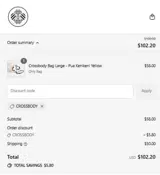 Crossbody coupon verification screenshot