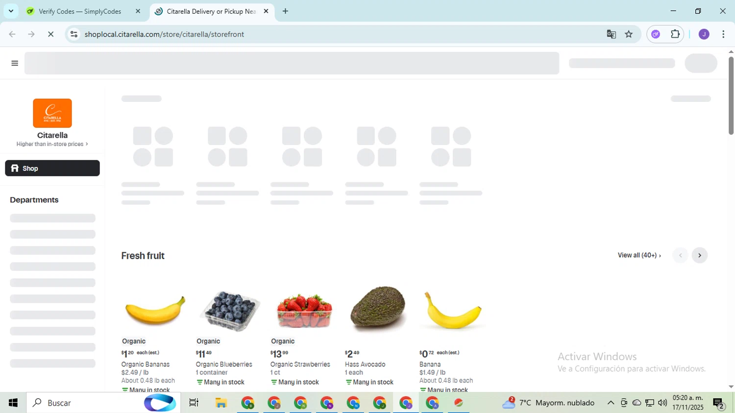 Citarella promo code screenshot showing code WELCOME15 applied at Citarella checkout page. Uploaded by SimplyCodes community member PromoHunter9043 on Nov 17, 2025