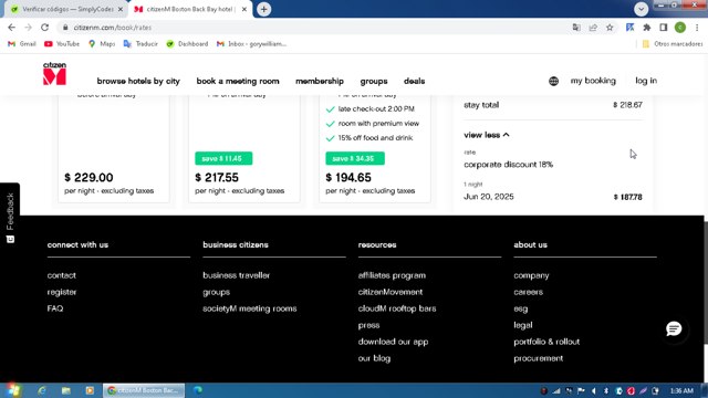 CitizenM Hotels checkout page showing CitizenM Hotels promo code box | Screenshot taken by SimplyCodes community member on Jun 20, 2025