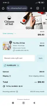 OLIVEELLE10 coupon verification screenshot