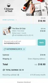 KATHERINEOLIVE10 coupon verification screenshot