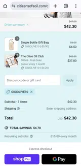 Gigiolive10 coupon verification screenshot