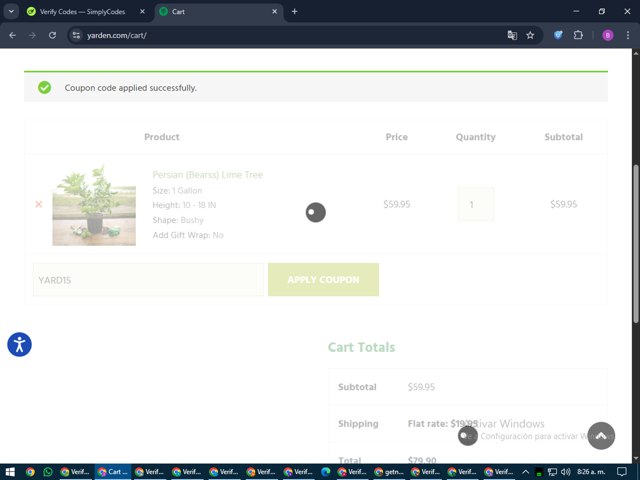 Yarden checkout page showing Yarden coupon code box | Screenshot taken by SimplyCodes community member on Jul 1, 2025