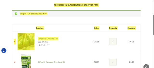 Yarden checkout page showing Yarden coupon code box | Screenshot taken by SimplyCodes community member on Jun 17, 2025