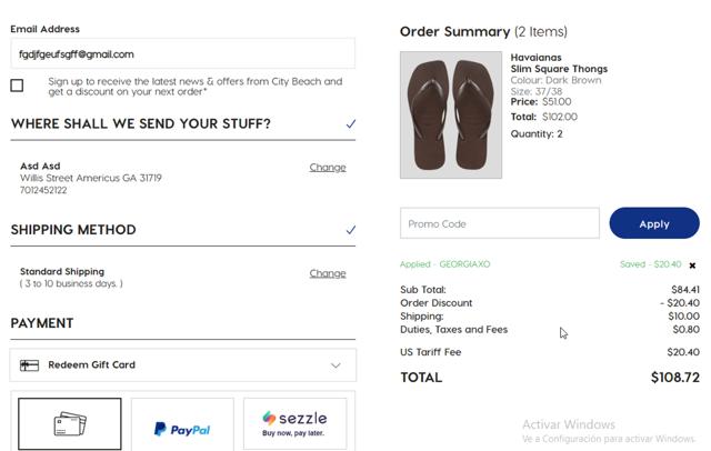 City Beach checkout page showing City Beach promo code box | Screenshot taken by SimplyCodes community member on Sep 9, 2025