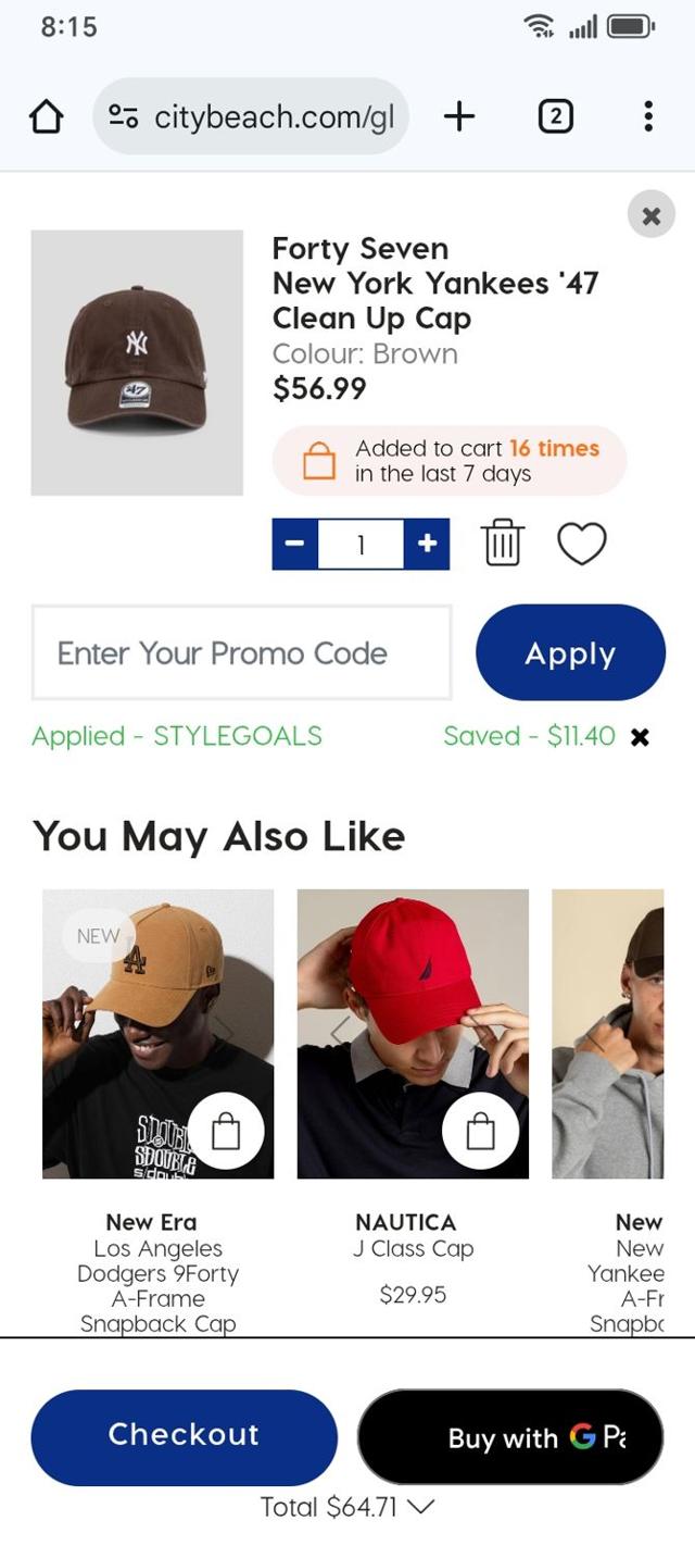 City Beach checkout page showing City Beach promo code box | Screenshot taken by SimplyCodes community member on Sep 4, 2025