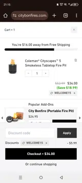 Welcome15 coupon verification screenshot