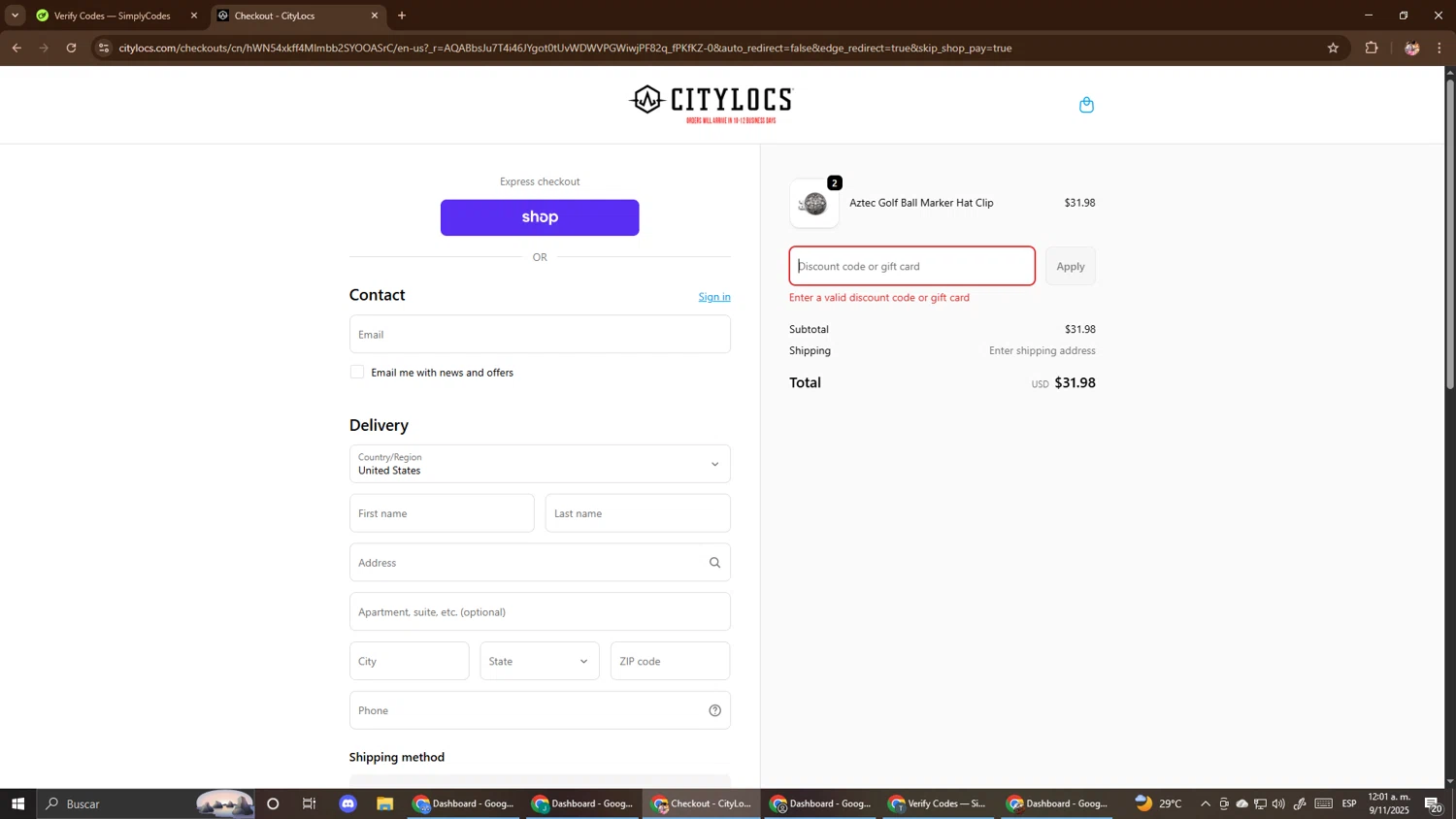 City Locs discount code screenshot showing code hallow25 applied at City Locs checkout page. Uploaded by SimplyCodes community member El_mynor on Nov 9, 2025