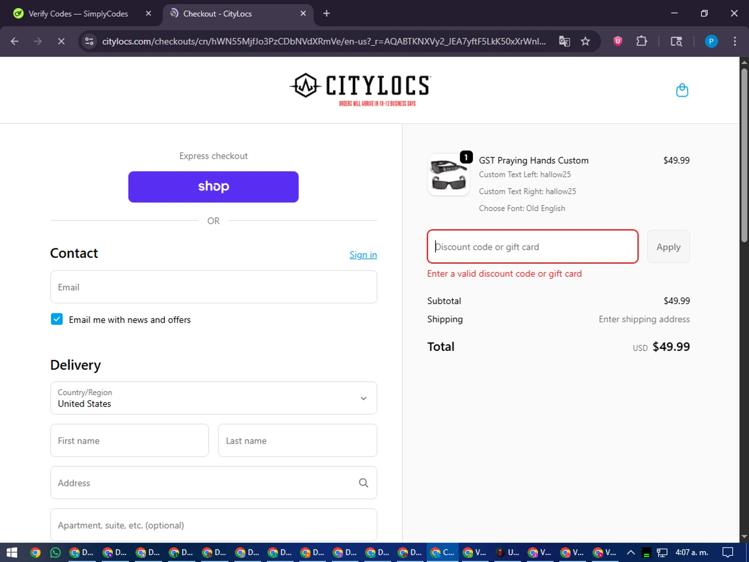 City Locs discount code screenshot showing code hallow25 applied at City Locs checkout page. Uploaded by SimplyCodes community member juiceWRLD on Nov 9, 2025