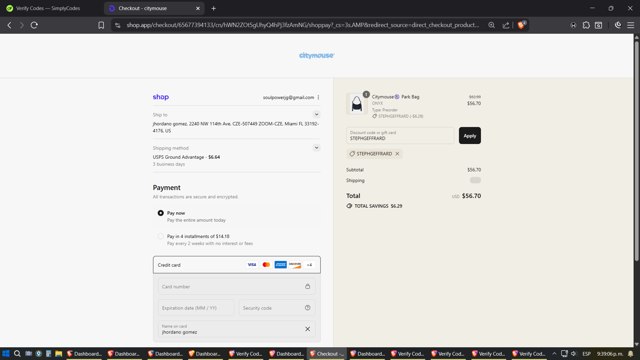 citymouse checkout page showing citymouse discount code box | Screenshot taken by SimplyCodes community member on Sep 4, 2025
