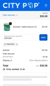 City Pop Denver coupon verification screenshot