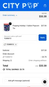 City Pop Denver coupon verification screenshot