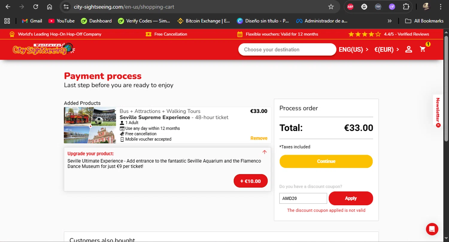Verification screenshot for 20% Off Storewide at City Sightseeing - 3mo ago