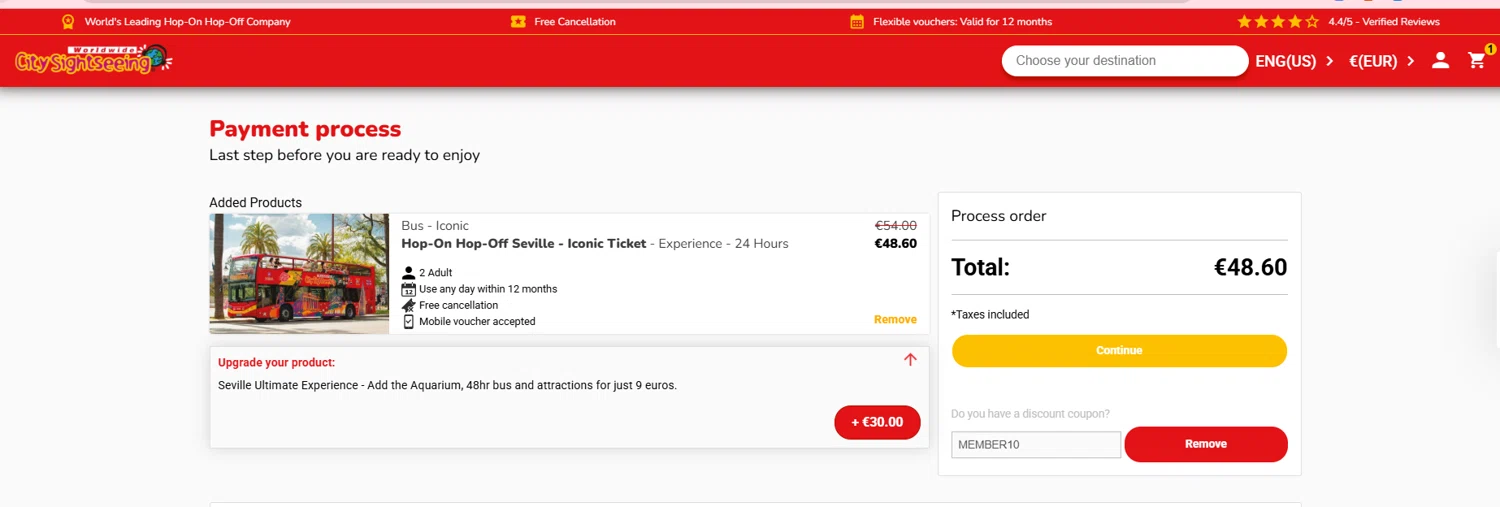 Verification screenshot for 10% Off Storewide at City Sightseeing - 10mo ago