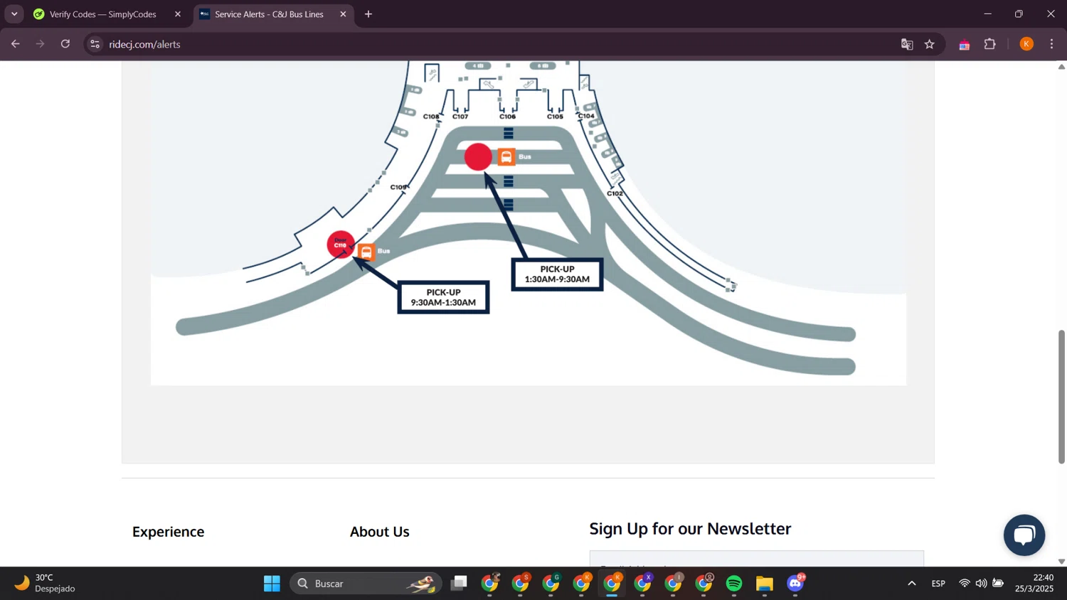 C&J Bus promo code screenshot showing code NewYear applied at C&J Bus checkout page. Uploaded by SimplyCodes community member davidsalazar on Mar 26, 2025