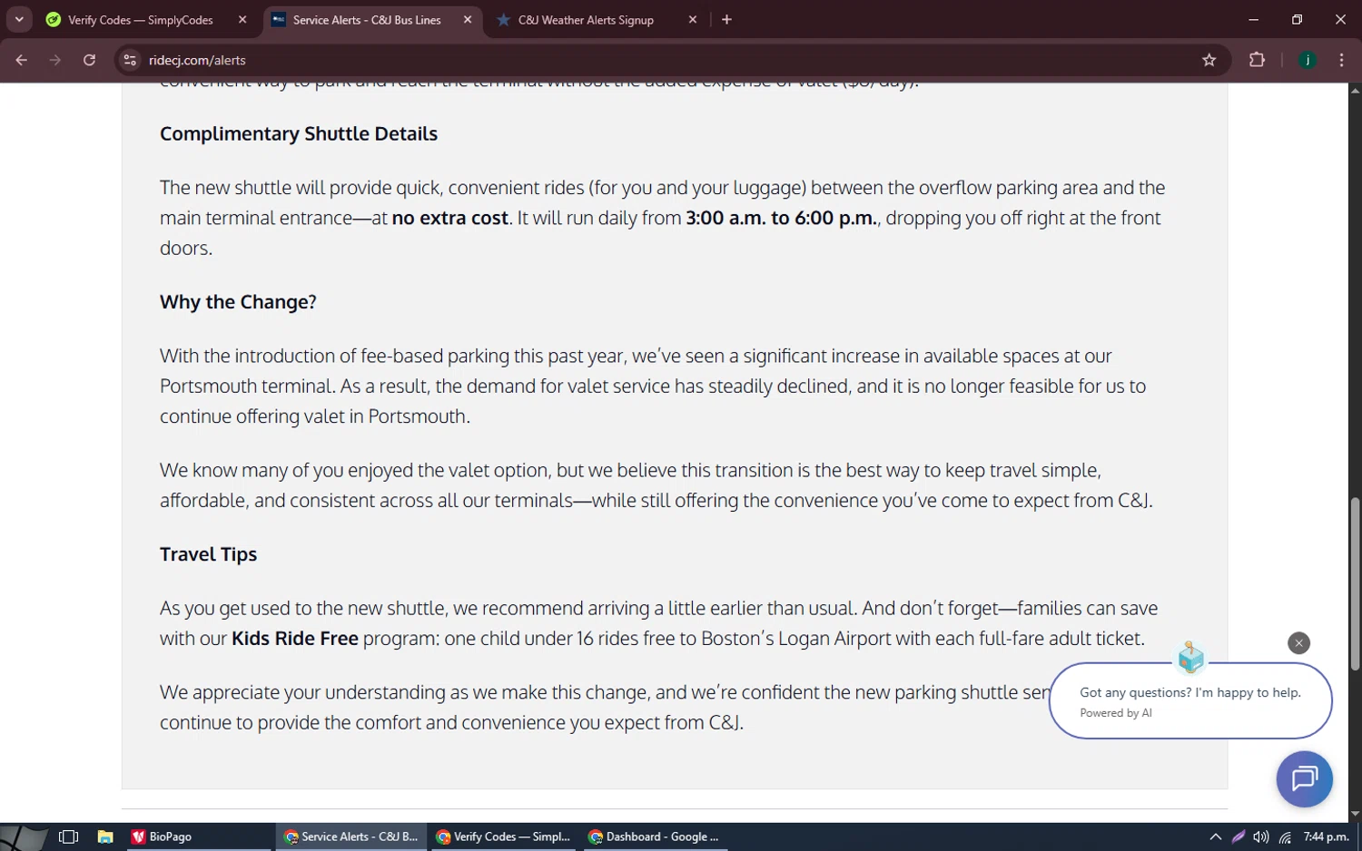 C&J Bus promo code screenshot showing code Nyc20 applied at C&J Bus checkout page. Uploaded by SimplyCodes community member MoneySpotter5416 on Nov 11, 2025