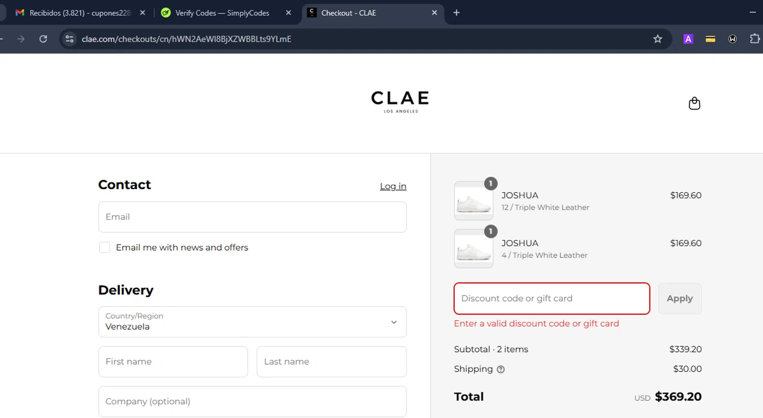 Clae discount code screenshot showing code SEMIANNUAL applied at Clae checkout page. Uploaded by SimplyCodes community member Eduard on Aug 24, 2025