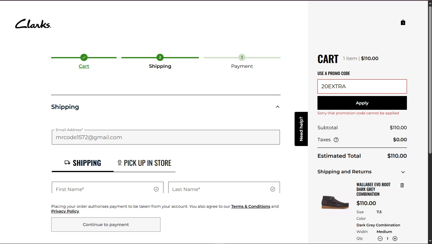Clark's promo code screenshot showing code 20EXTRA applied at Clark's checkout page. Uploaded by SimplyCodes community member TokioMiller on Aug 18, 2025