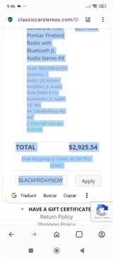 ClassicCarStereos.com coupon verification screenshot