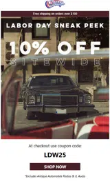 ClassicCarStereos.com coupon verification screenshot