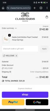 WELCOME coupon verification screenshot