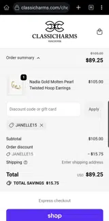 janelle15 coupon verification screenshot