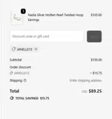 janelle15 coupon verification screenshot