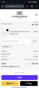 SALES coupon verification screenshot