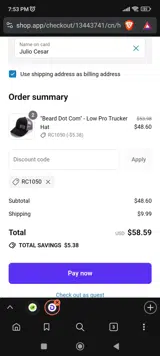 RC1050 coupon verification screenshot