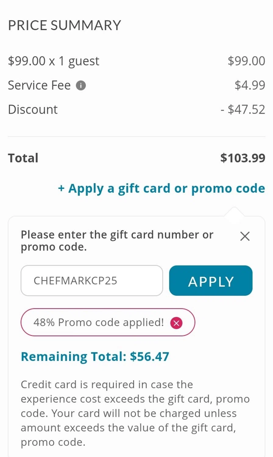Classpop! promo code screenshot showing code CHEFMARKCP25 applied at Classpop! checkout page. Uploaded by SimplyCodes community member CleverPioneer8118 on Apr 10, 2026