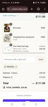 Back20 coupon verification screenshot