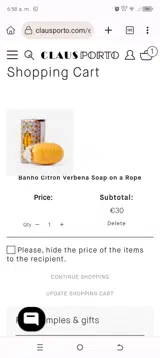 Claus Porto coupon verification screenshot